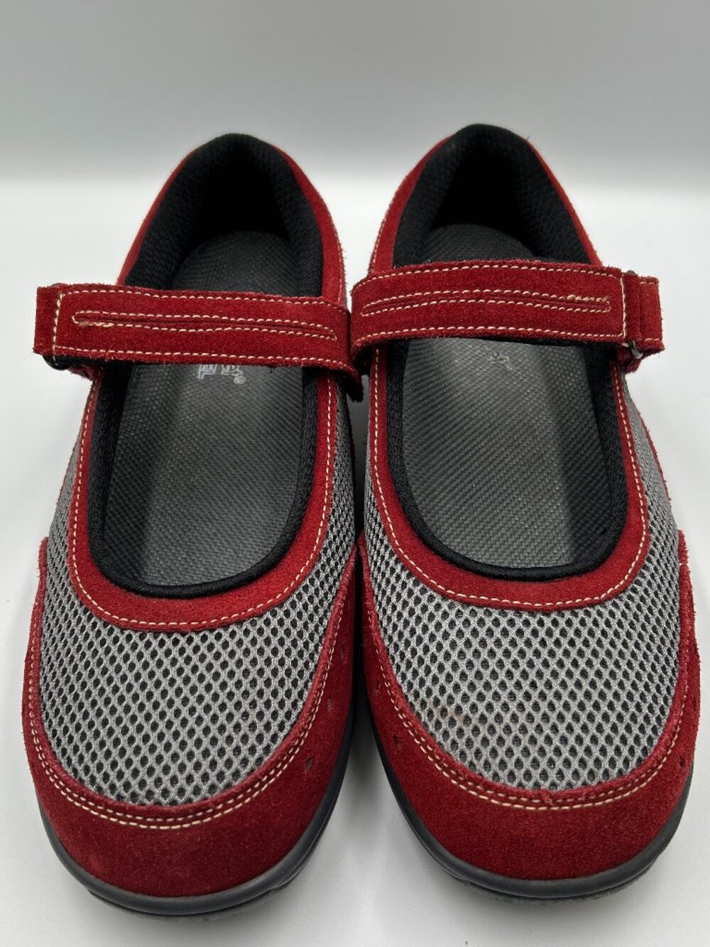 ORTHOFEET Mary Jane Orthotic Shoes Womens 10W Red Suede/Mesh Casual Comfort Flat
